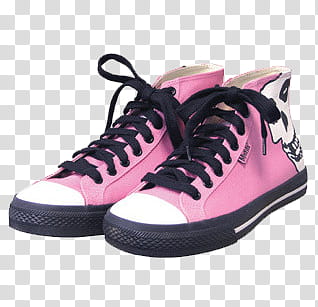 part, pair of pink-and-white skull-printed high-top sneakers transparent background PNG clipart