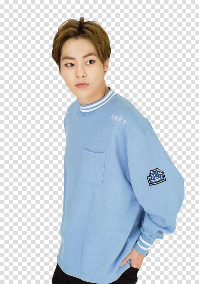 EXO S, man in blue sweater looking to his left transparent background PNG clipart