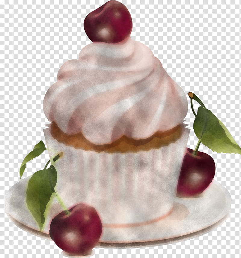 food dessert meringue cuisine dish, Frozen Dessert, Cherry, Cream, Cupcake, Ingredient transparent background PNG clipart