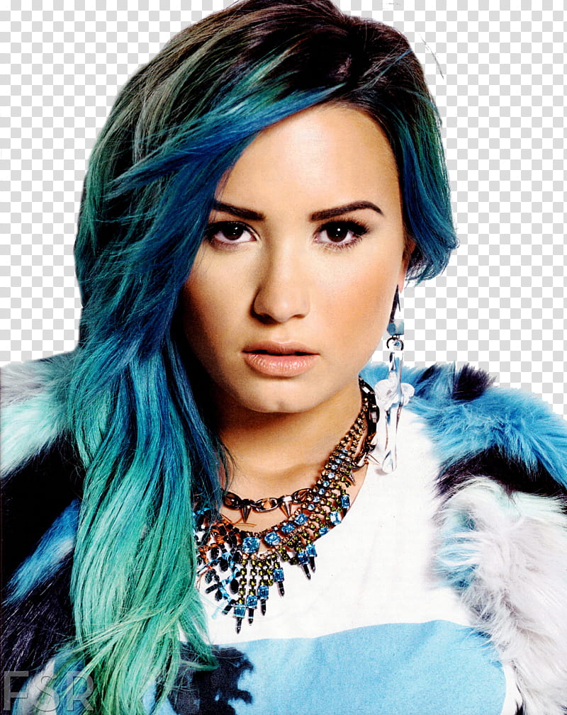 Demi Lovato, woman in white and blue parka jacket transparent background PNG clipart