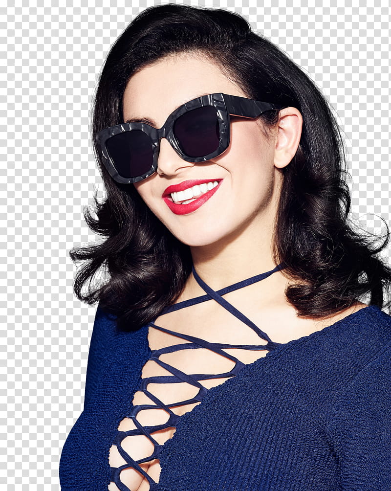 Charli XCX, woman wearing blue top transparent background PNG clipart
