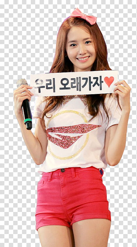Yoona, Girl's Generation Yoona holding paper and microphone while standing and smiling transparent background PNG clipart