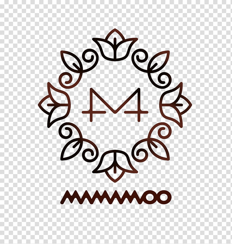 MAMAMOO Yellow Flower Logo, black floral illustration transparent background PNG clipart