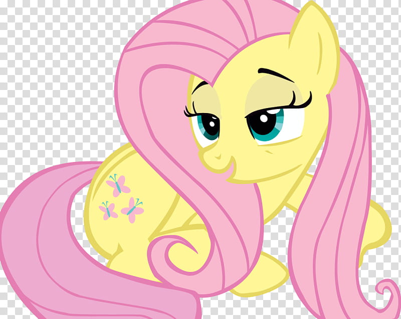Sleepy Fluttershy, yellow and pink pony art transparent background PNG clipart