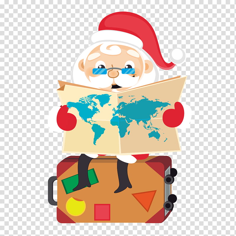 Santa Claus, Map, Cartoon, Christmas Day transparent background PNG ...