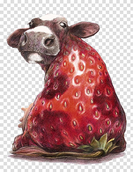 s, strawberry and cow painting transparent background PNG clipart