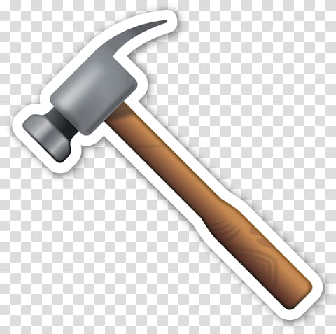 EMOJI STICKER , gray and brown claw hammer transparent background PNG clipart