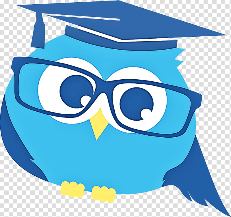Glasses, Owl, MortarBoard, Blue, Bird Of Prey, Headgear, Graduation transparent background PNG clipart