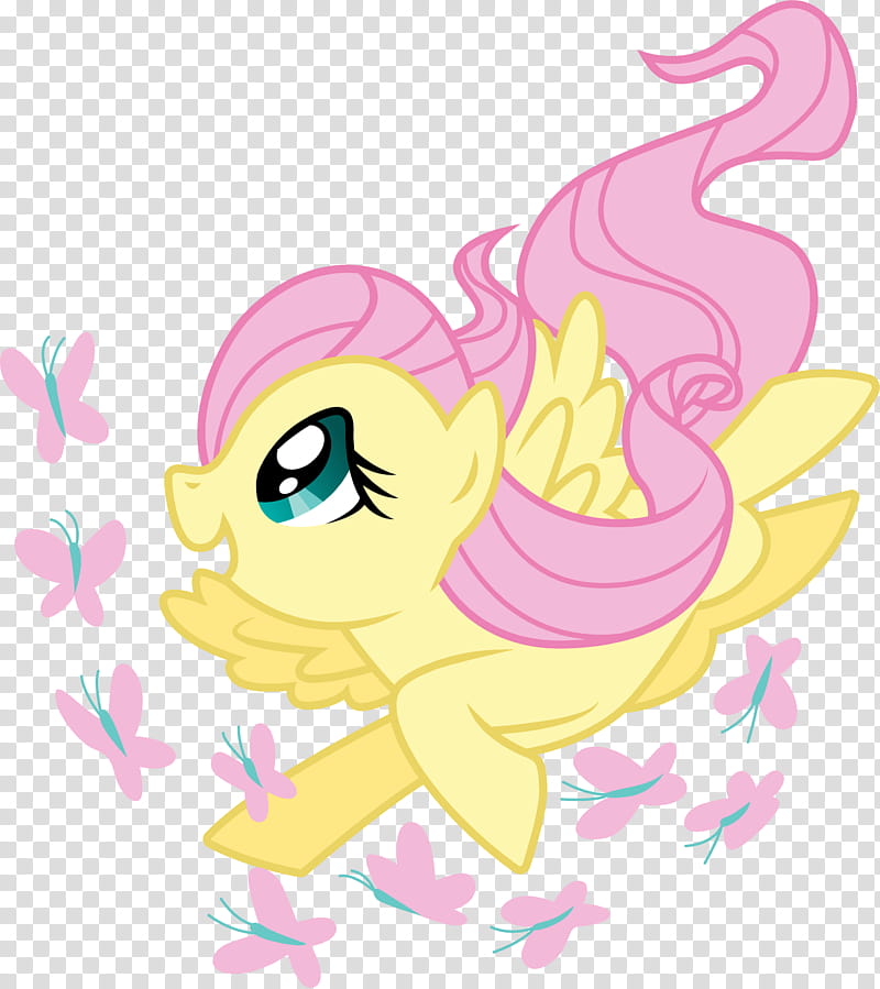 Fluttershy with butterflies, My Little Pony graphic transparent background PNG clipart
