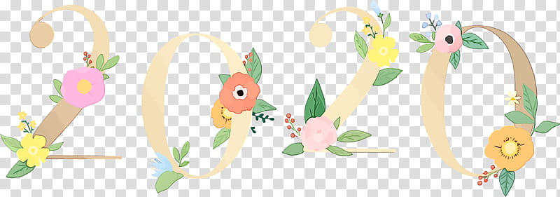 cartoon plant tail, Happy New Year 2020, New Years 2020, Watercolor, Paint, Wet Ink, Cartoon transparent background PNG clipart