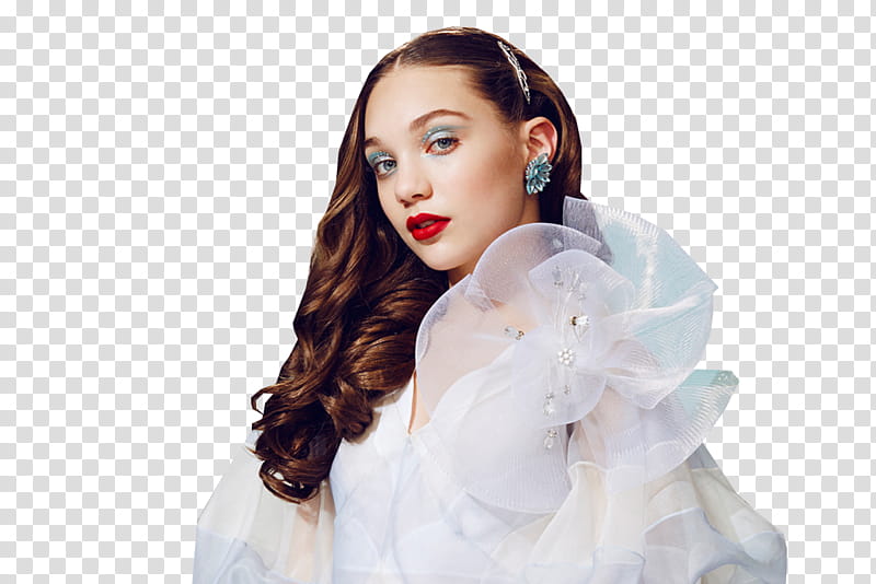 Maddie Ziegler, woman in white mesh dress transparent background PNG clipart