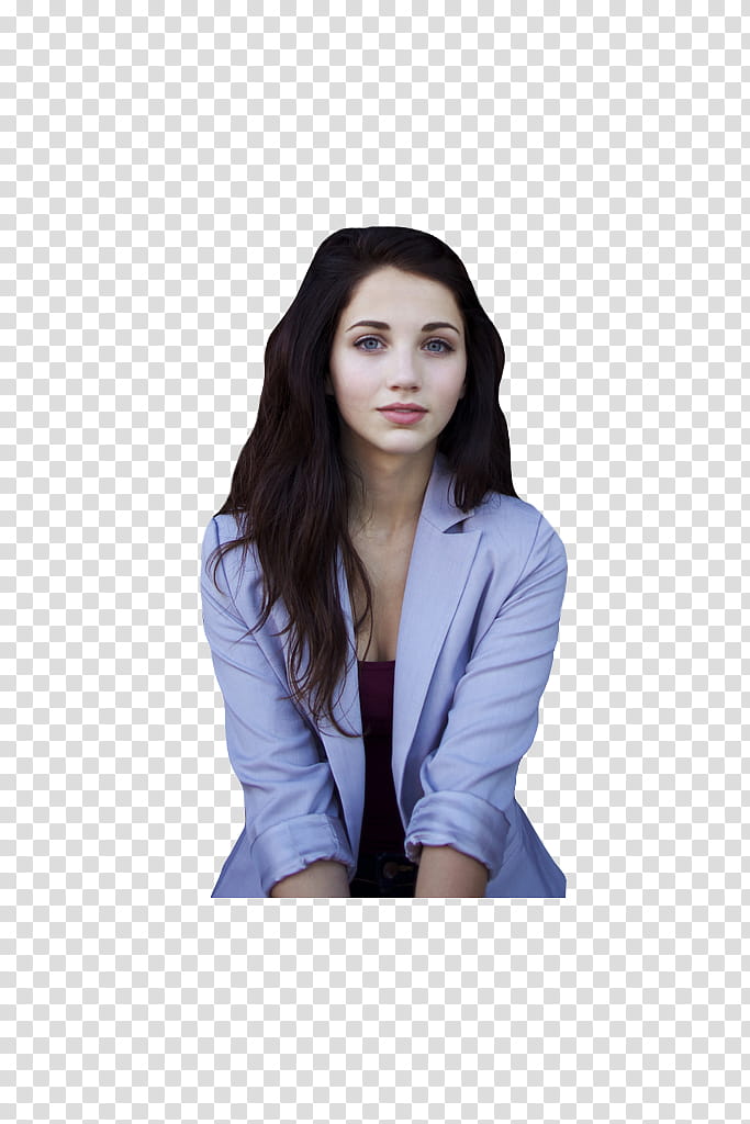 Emilly Rudd, woman in blue suit jacket transparent background PNG clipart