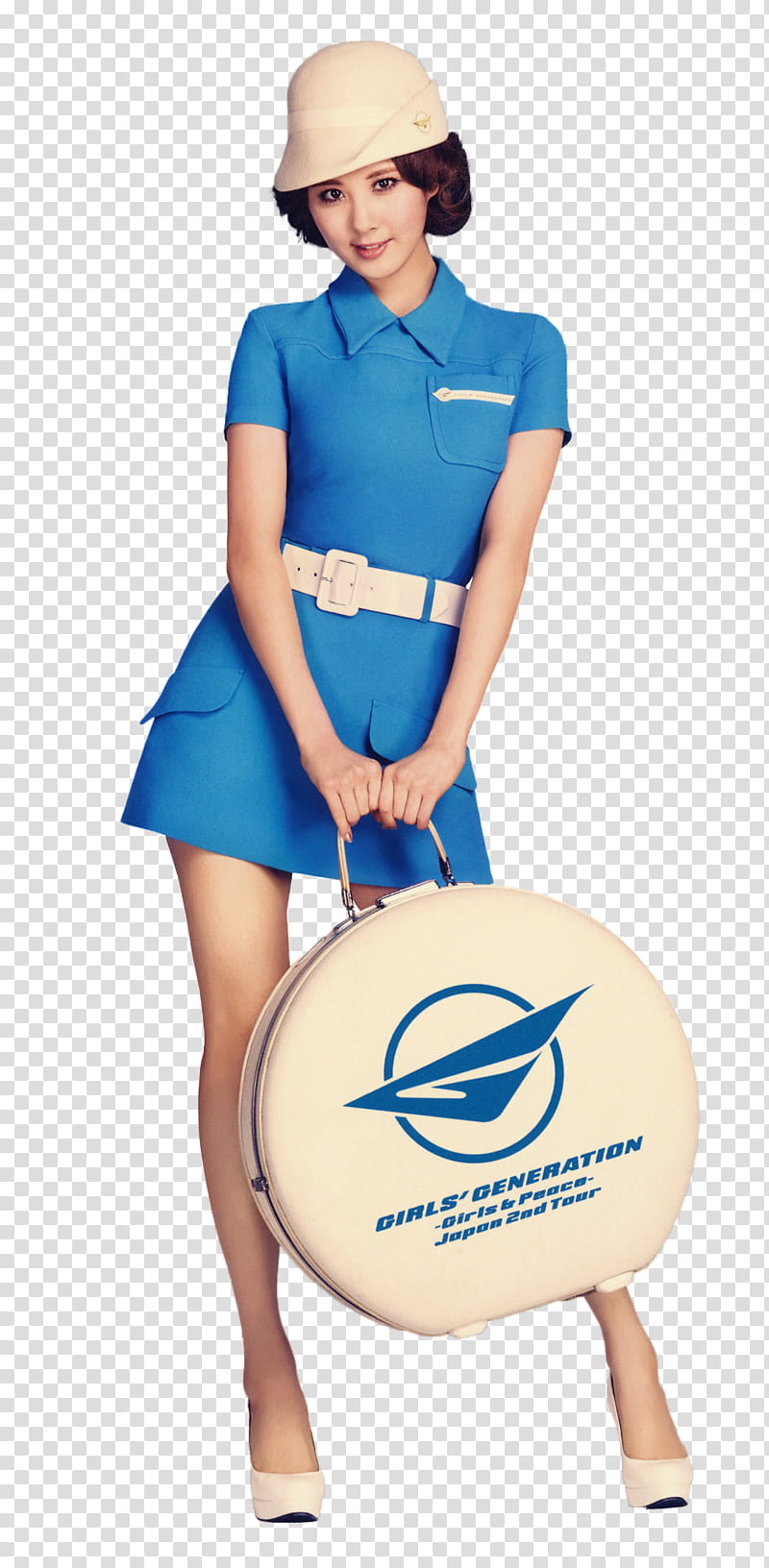 Girls Generation SNSD, woman carrying white and blue leather bag transparent background PNG clipart