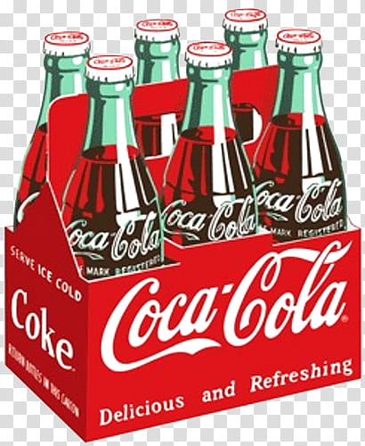 Vintage ll, Coca-Cola caddy and bottles art transparent background PNG clipart