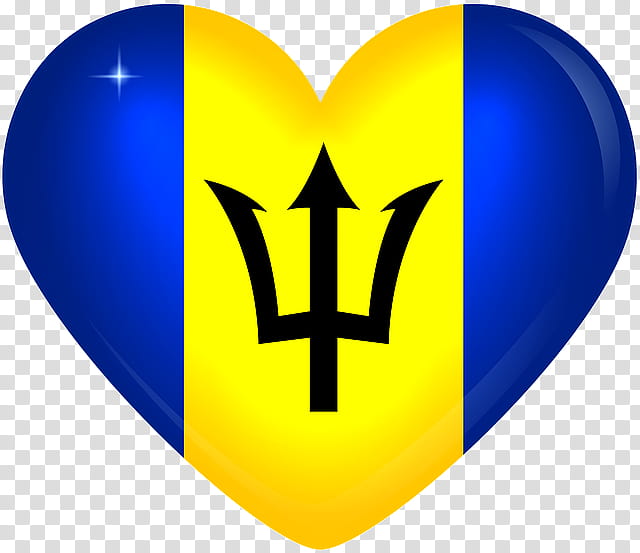 Heart Banner, Flag Of Barbados, Coat Of Arms Of Barbados, National Flag, Barbadians, Yellow, Symbol transparent background PNG clipart