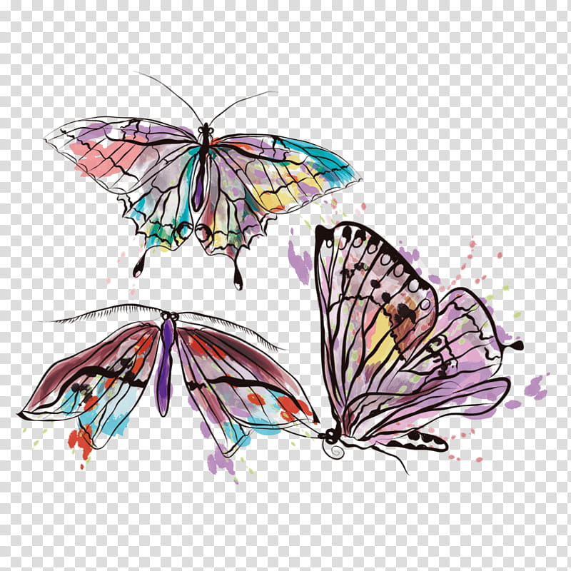 Watercolor Butterfly Art, Tattoo, Temporary Tattoos, Waterproof Tattoo Stickers, Insect, Watercolor Painting, Body Art, Flash transparent background PNG clipart