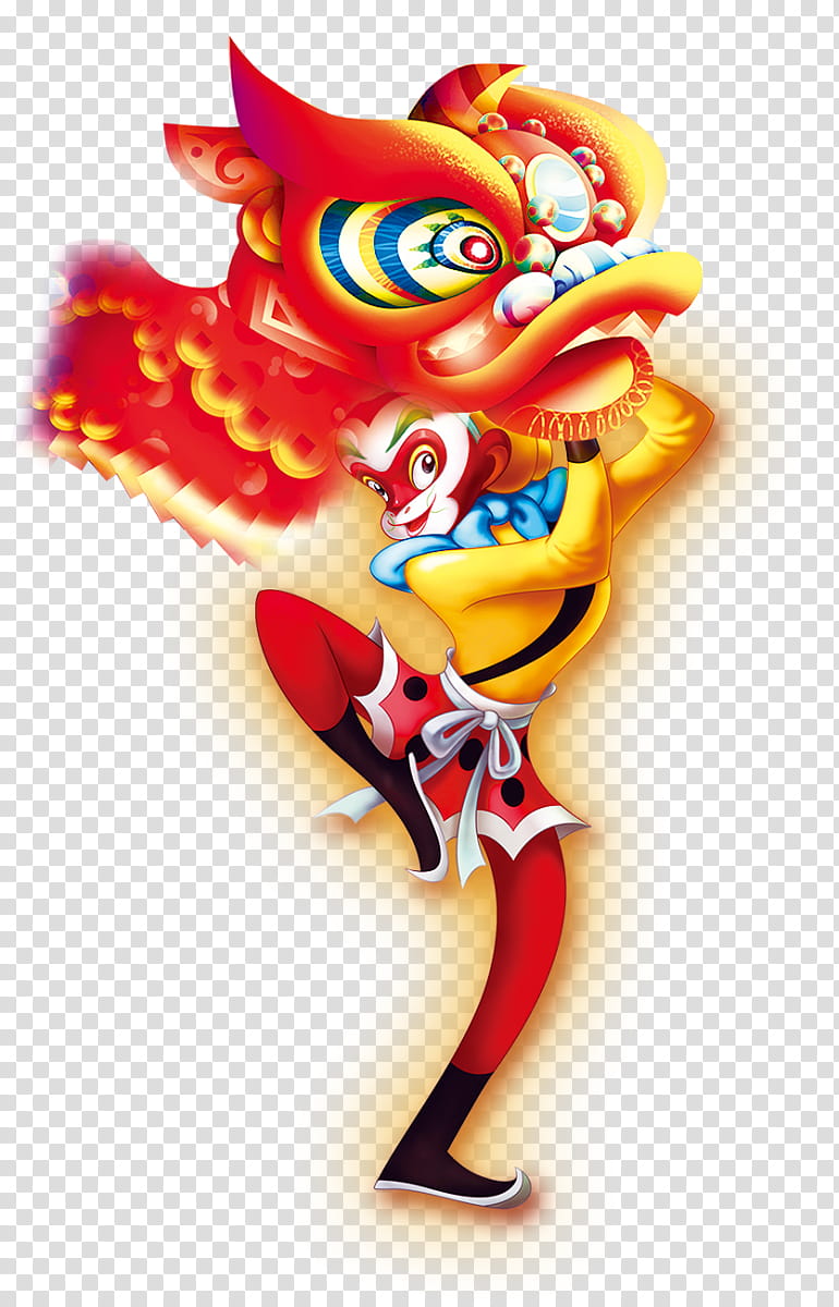 Chinese New Year Lion Dance, Sun Wukong, Monkey, Dragon Dance, Creativity, Poster, Figurine transparent background PNG clipart