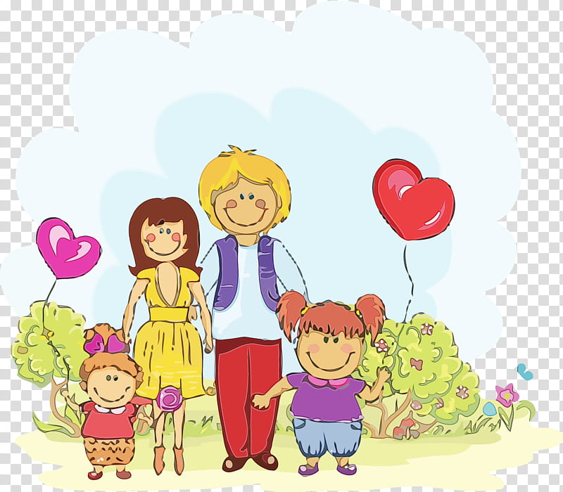 cartoon people child sharing fun, Family Day, Happy Family Day, International Family Day, Watercolor, Paint, Wet Ink, Cartoon transparent background PNG clipart