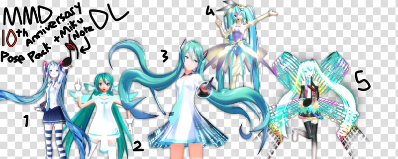 MMD th Anniversary Pose Miku Note DL transparent background PNG clipart