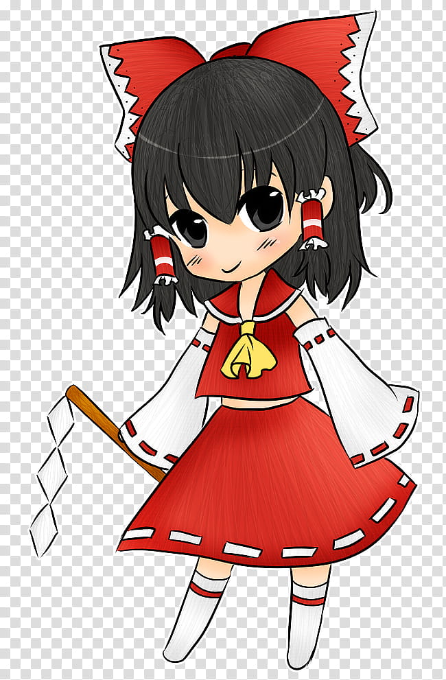 Touhou, Reimu Hakurei, black-haired female anime character illustration transparent background PNG clipart