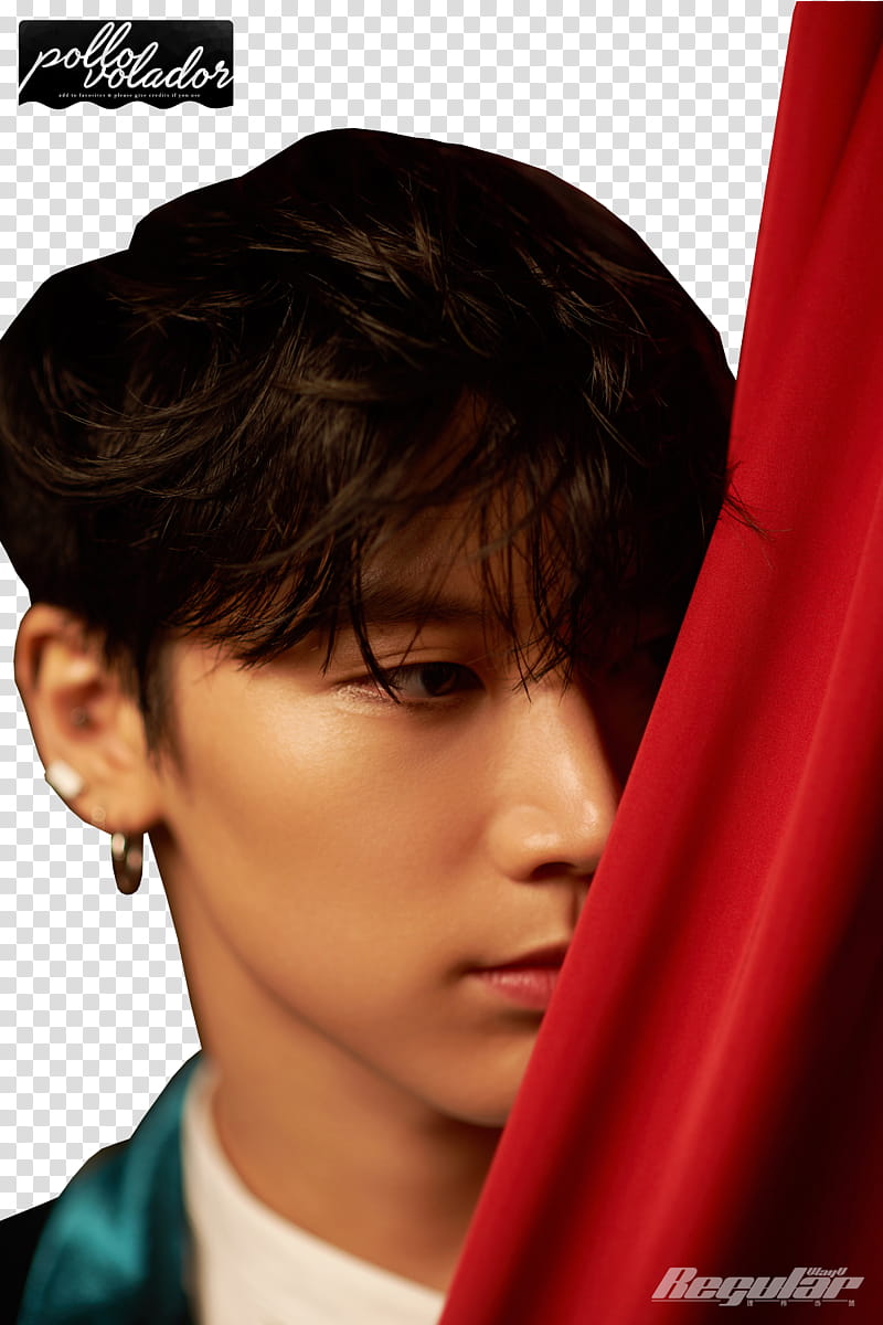 Ten NCT WayV Regular, man in white collared shirt behind red textile transparent background PNG clipart