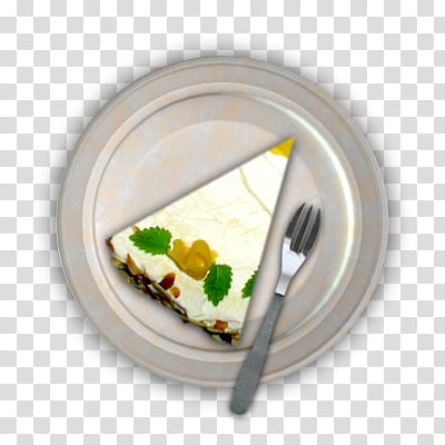 RPG Map Elements , white cake on plate with fork transparent background PNG clipart
