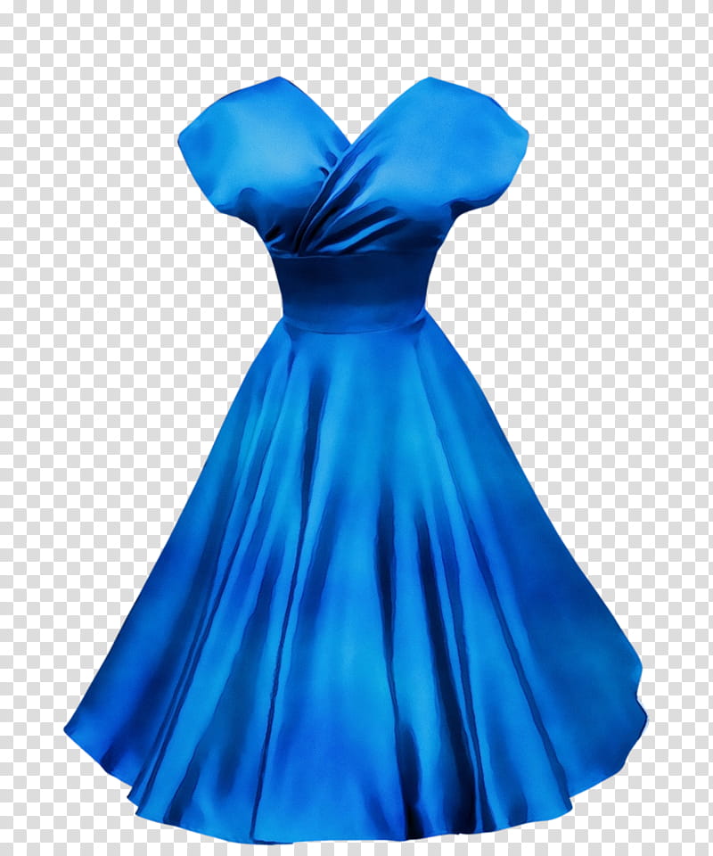 Party dress Blue Clothing Gown, Watercolor, Paint, Wet Ink, Cocktail Dress, Empire Silhouette, Electric Blue, Fashion transparent background PNG clipart