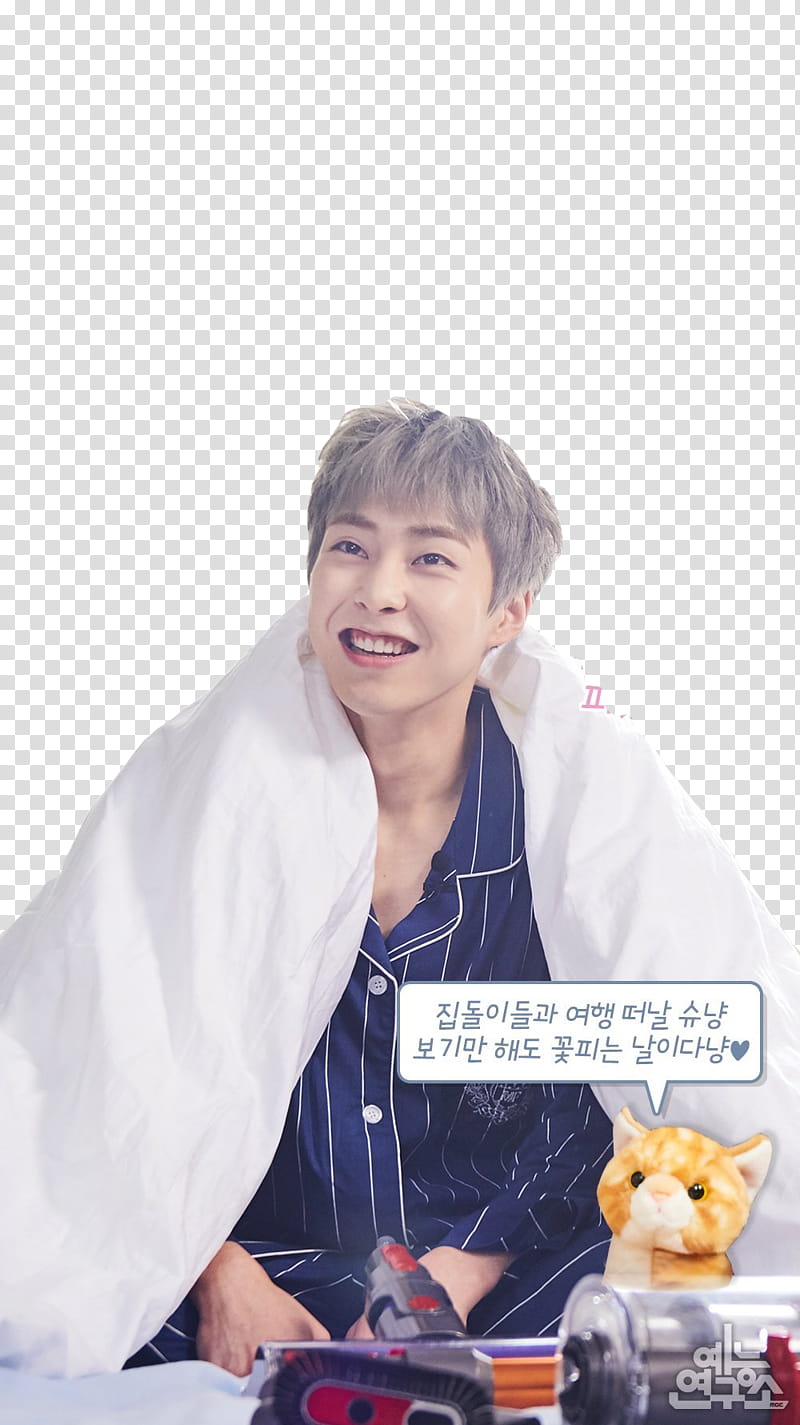 Xiumin EXO IDOTB Season , man wearing blue and white button-up jackey transparent background PNG clipart