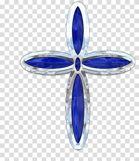 Glint n Shine Resource kit, blue and white cross pendant transparent background PNG clipart