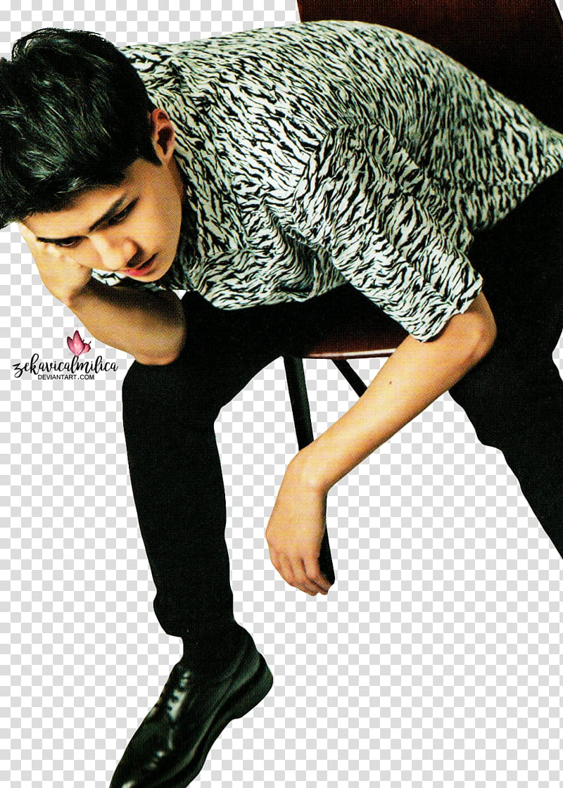 EXO Sehun EXO L Japan Vol , man sitting down on chair transparent background PNG clipart