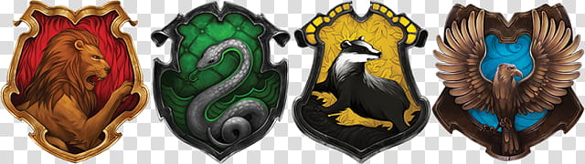 HARRY POTTER  Watchers, four assorted-color emblems transparent background PNG clipart