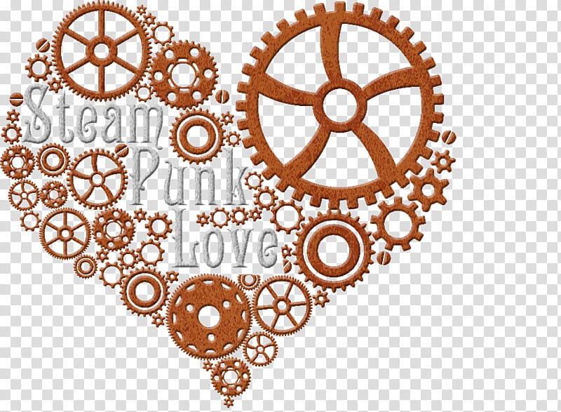 Steampunked Scrap Kit Freebie, orange heart mechanical illustration transparent background PNG clipart