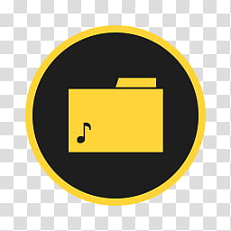 Circular Icon Set, Music Folder, yellow and black file icon transparent background PNG clipart