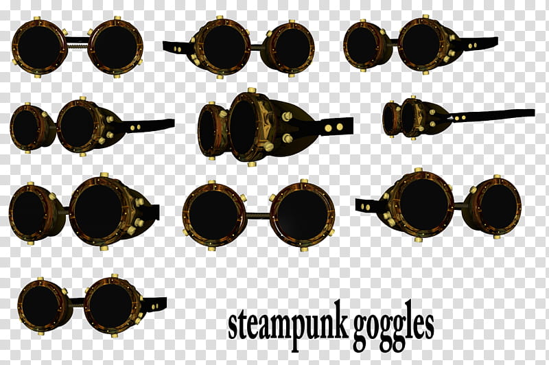 Steampunk Goggles, black and brown steampunk googles collage transparent background PNG clipart