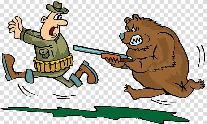 Bear, Hunting, Cartoon, Drawing, Humour, Bear Hunting, Deer, Right To Keep And Bear Arms transparent background PNG clipart