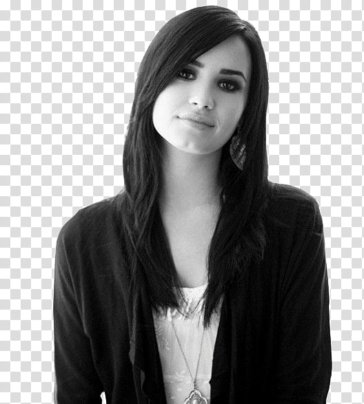 Demi Lovato, grayscale of woman in cardigan transparent background PNG clipart