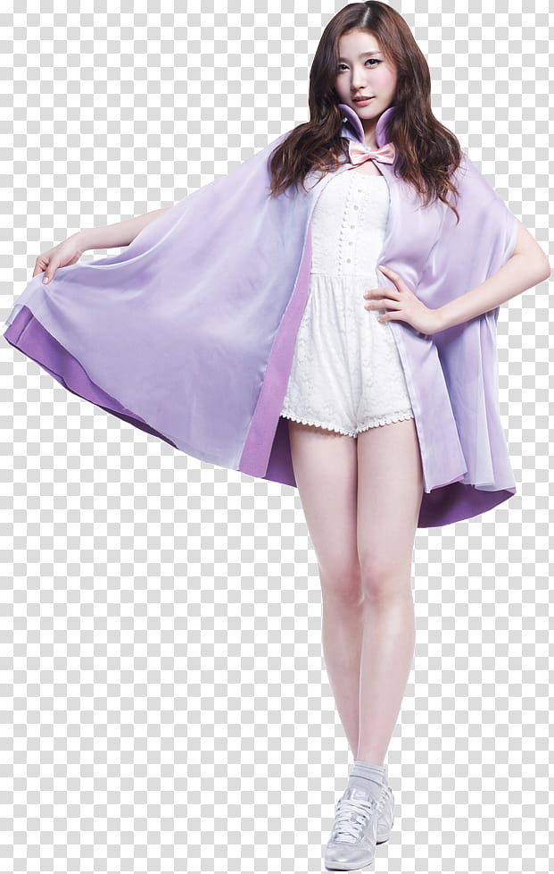 Yooyoung Hello Venus, woman wearing purple cape and white romper transparent background PNG clipart