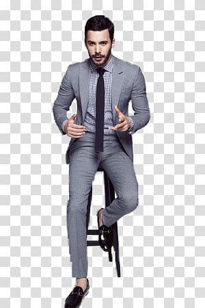 man wears grey suit photograph transparent background PNG clipart thumbnail
