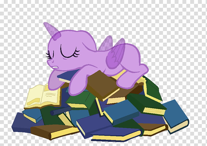 Mlp Base This is my bed, purple my little pony on top of books illustration transparent background PNG clipart