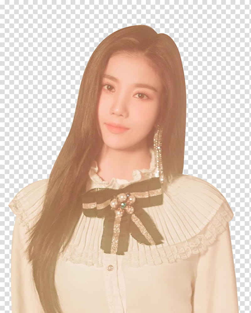 EUNBI COLOR IZ IZ ONE, woman in white ruffled top with bowtie transparent background PNG clipart