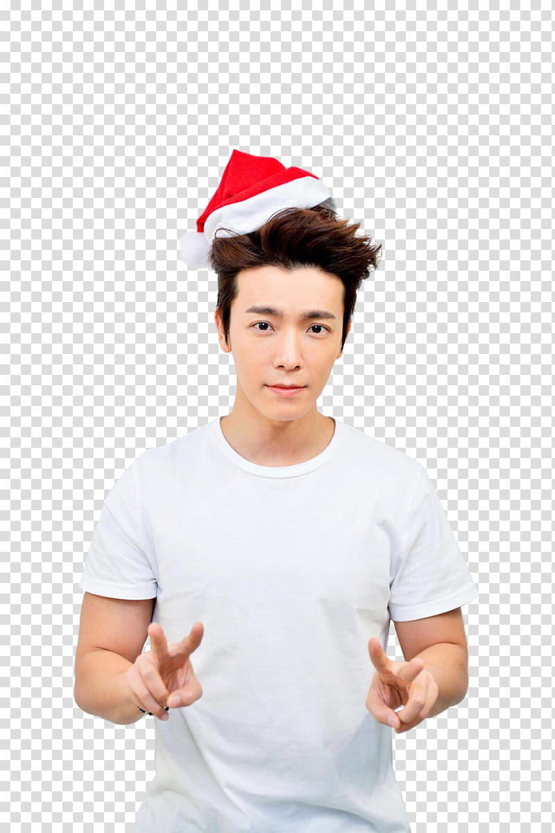 Super JuniorELFJAPAN fukuoka Christmas , man wearing white crew-neck T-shirt transparent background PNG clipart