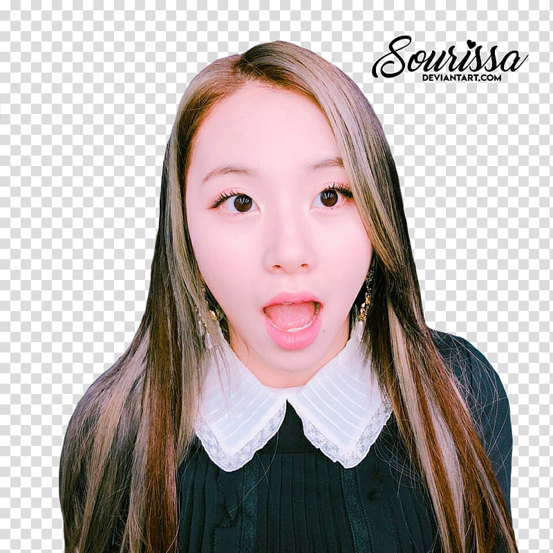 CHAEYOUNG JIHYO NAYEON TWICE, woman taking selfie with text overlay transparent background PNG clipart