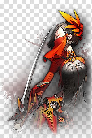BnS iDevice Wall, orange dressed character transparent background PNG clipart
