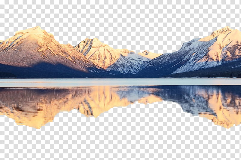 Mount Scenery Glacial landform Lake Glacier, Watercolor, Paint, Wet Ink, Elevation, Computer, Sky, Nature transparent background PNG clipart