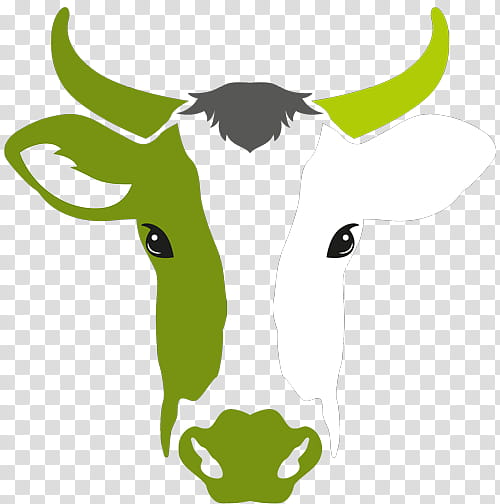 Cow, Ox, Cattle, Farm, Bovine, Horn, Green, Head transparent background PNG clipart