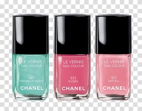 Nail Polish, three Chanel nail polish bottles transparent background PNG clipart