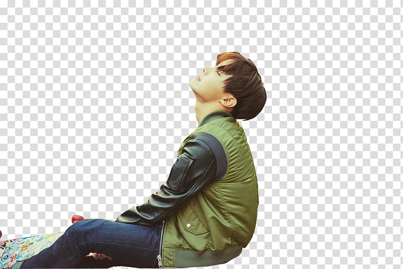 BTS Je ne Regrette Rien, man sitting while looking up transparent background PNG clipart