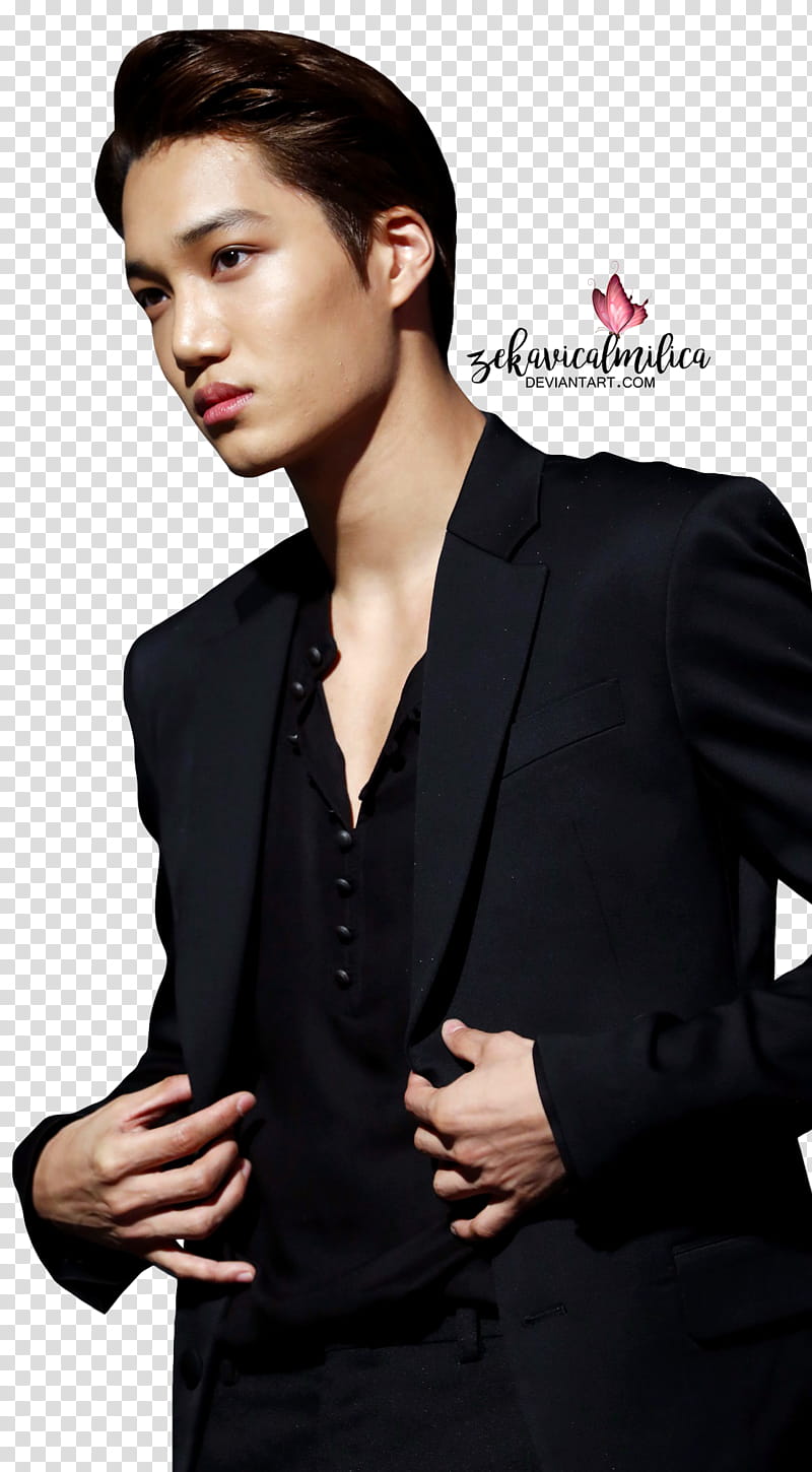 EXO Kai  ELLE Style Awards, man wearing black notched lapel suit jacket transparent background PNG clipart