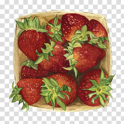 Art , basket of strawberries illustration transparent background PNG clipart