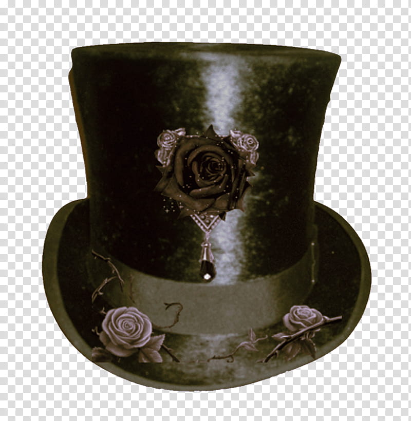 Gothic Clothing , black top hat with flower accent transparent background PNG clipart